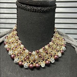 Vintage Skyline Collection Plum & Pearl Chocker Collar Statement ... NWOT